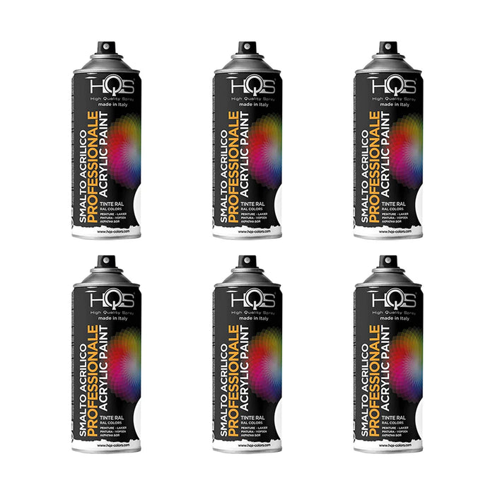 6 Pz Bomboletta Spray Smalto Acrilico 400 Ml Bomboletta Ral Acrilica Nero Lucido Ral 9005