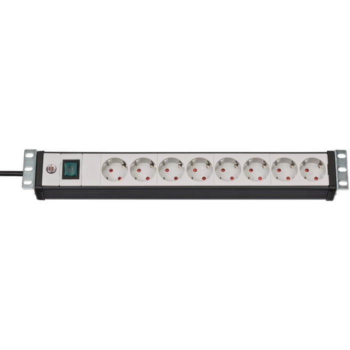Presa Multipla Premium-Line Da 19" Per Armadi Elettrici 8 Prese Nero/Grigio Chiaro 3m H05vv-F 3g1,5 19" Formato