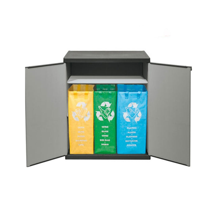 Armadio Con 2 Ante E 3 Borse Per La Raccolta Differenziata 68x39.5x85 Cm
