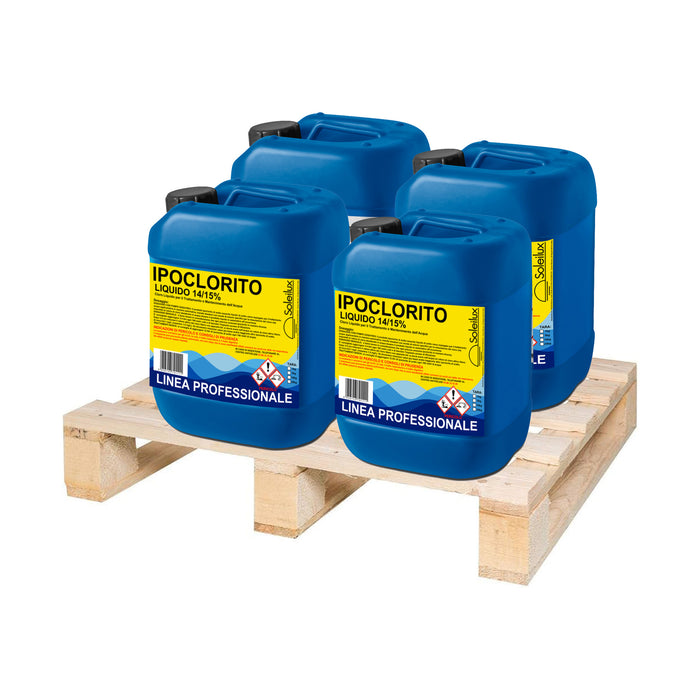 4 X 25kg Ipoclorito Di Sodio 14/15% Cloro Liquido Professionale Per Piscine - Consegnati Su Pedana
