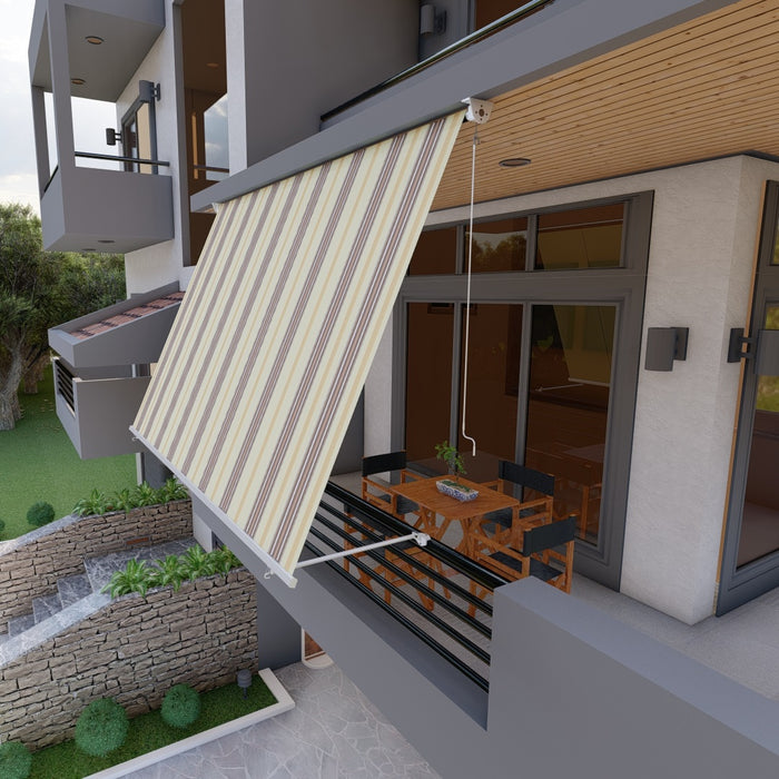 Tenda Da Sole A Caduta 3mt X 2,50mt Con Bracci Regolabili - Beige Rigato