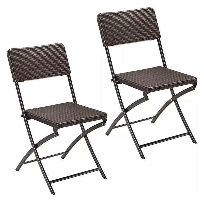 dreamwell set 2 sedie pieghevoli in polyrattan bianco da esterno salvaspazio giardino marrone ean 8054143005813