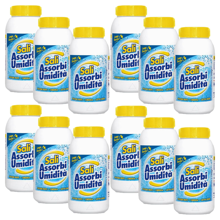 Ricarica in Sali Assorbiumidità Fragranza Inodore - Formato Convenienza (12 flaconi da 750 g)