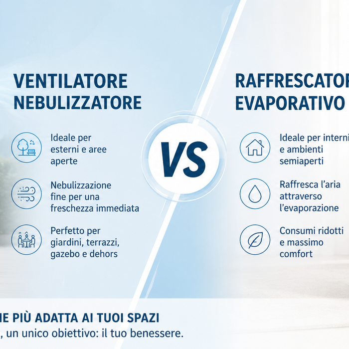 Raffrescatore evaporativo o ventilatore nebulizzatore? Quale scegliere in base a dove lo utilizzi
