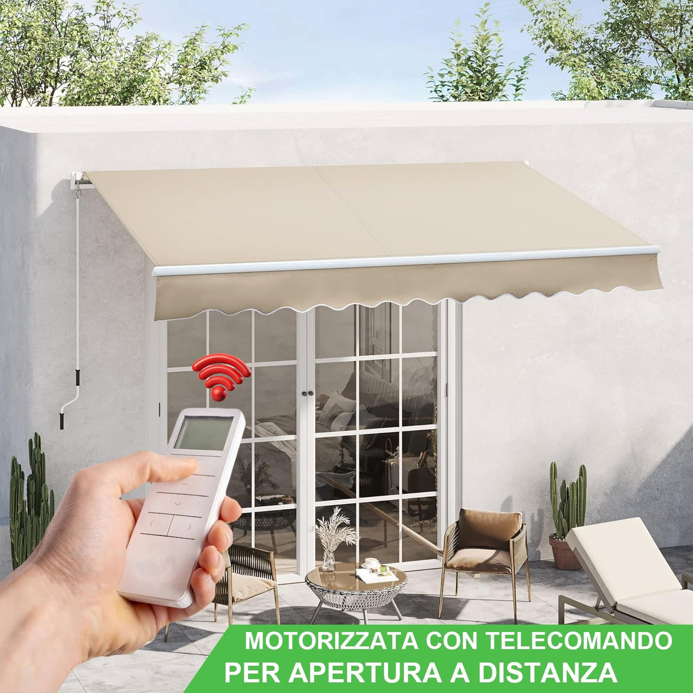 Tende da sole a bracci avvolgibili motorizzate