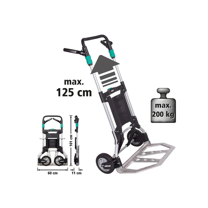 Carrello Professionale Pieghevole Max 200kg Sistema Di Trasporto 5525000 Wolfcraft