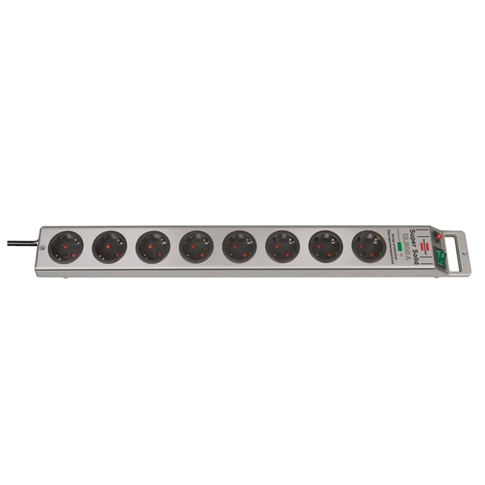 Super-Solid 13.500a Presa Multipla Con Protezione Di Sovratensione 8 Prese Argento 2,5m H05vv-F 3g1,5