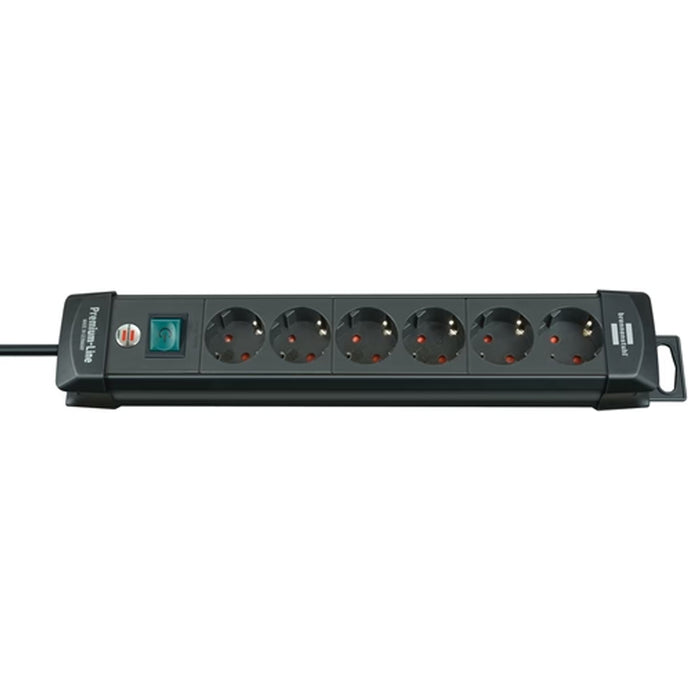 Brennenstuhl Premium-Alu-Line, Presa Multipla Con Interruttore Di Sicurezza (Cavo 3 Mt - Ciabatta 6 Prese In Alluminio) Per Spine Elettriche