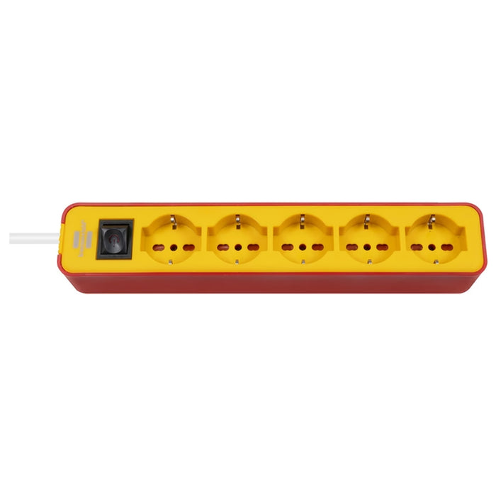 Presa Multipla Ecolor 5 Prese 1,5 M Rosso/Giallo