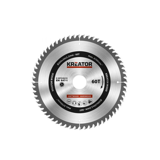 kreator lama circolare in metallo duro per legno 200mm 60 denti kreator ean 5400338071195
