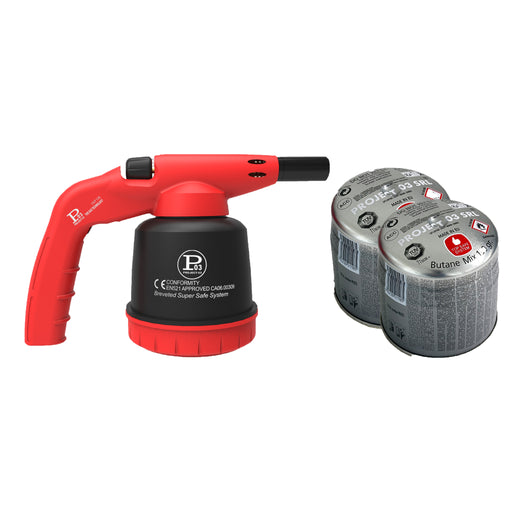 project 03 saldatore brevettato piezo cannello accendi fuoco 2 bombole gas butano sicuro ean 6934589405670