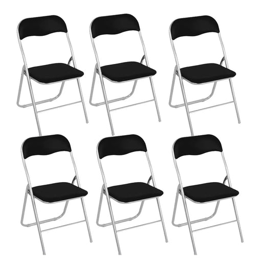 dreamwell set 6 sedie pieghevoli in metallo cromato e imbottitura in pvc pratiche ed eleganti nere ean 6970011015123