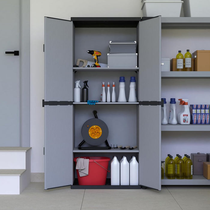 Armadio Tuttopiani Mobiletto Mobile 4 Ripiani E 2 ante In Plastica Uso Interno Ed Esterno - 68x40x165cm