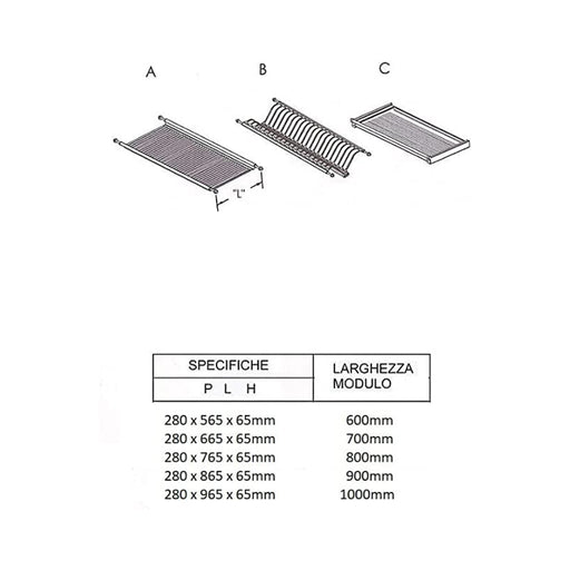 inoxcasa scolapiatti per modulo 90 cm in acciaio inox ad incasso con molle regolabili per mobile pensile kit con raccogli gocce e griglia bicchieri ean 8056209250151