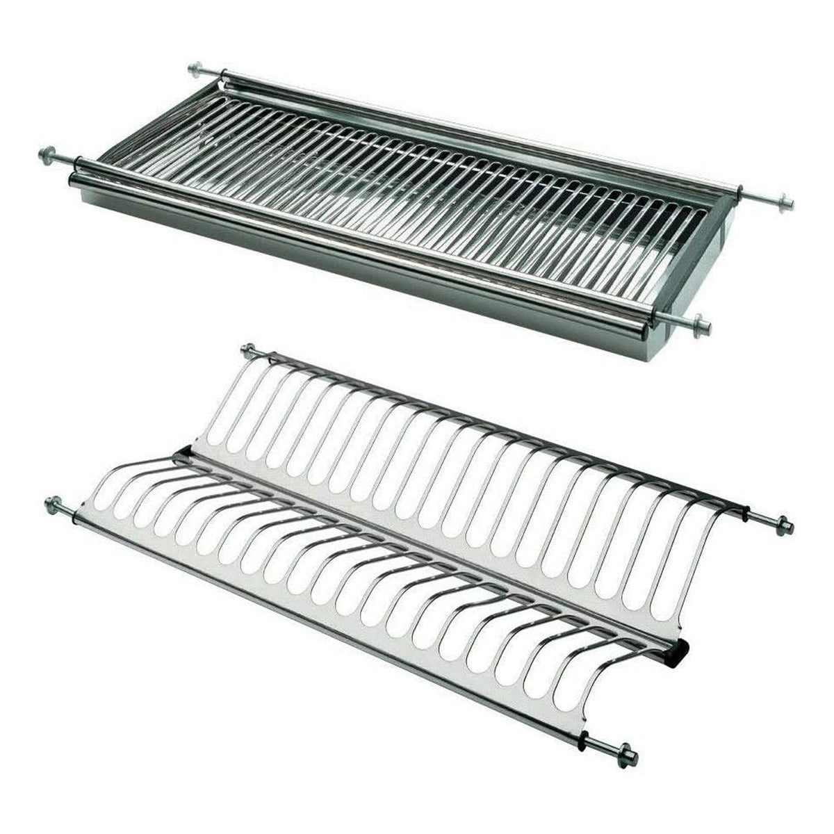 inoxcasa scolapiatti per modulo 90 cm in acciaio inox ad incasso con molle regolabili per mobile pensile kit con raccogli gocce e griglia bicchieri ean 8056209250151