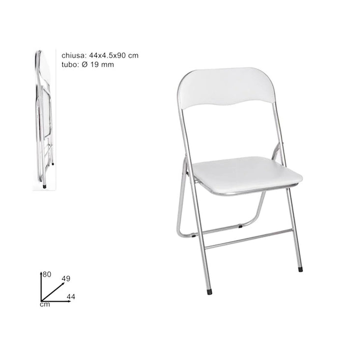 dreamwell set 6 sedie pieghevoli in metallo cromato e imbottitura in pvc pratiche ed eleganti bianche ean 8057711881123