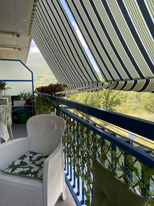 Tenda Da Sole A Caduta 3mt X 2,50mt Con Bracci Regolabili - Verde/Bianco