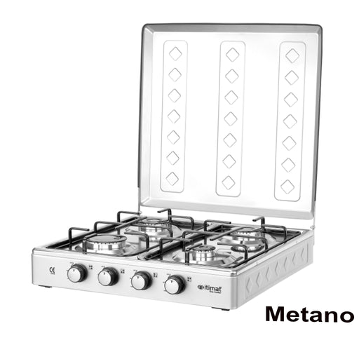 itimat fornello a gas metano 4 fuochi in acciao inox 50x52cm itimat