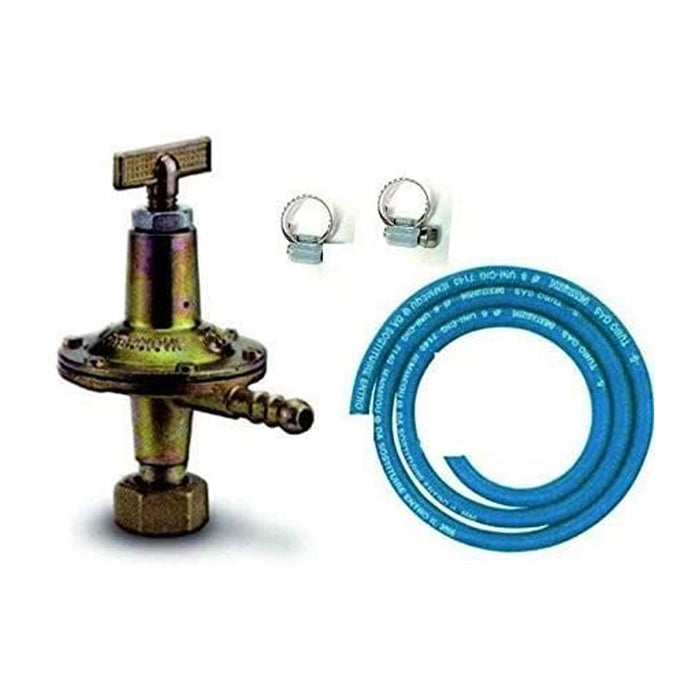 Kit Regolatore Alta Pressione Cucine Stufe Barbecue Gas + 2m Di Tubo + 2 Fascette