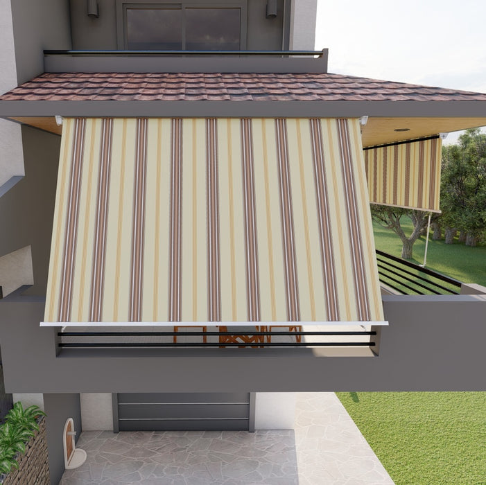 Tenda Da Sole A Caduta 3mt X 2,50mt Con Bracci Regolabili - Beige Rigato