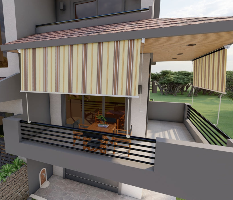 Tenda Da Sole A Caduta 3mt X 2,50mt Con Bracci Regolabili - Beige Rigato