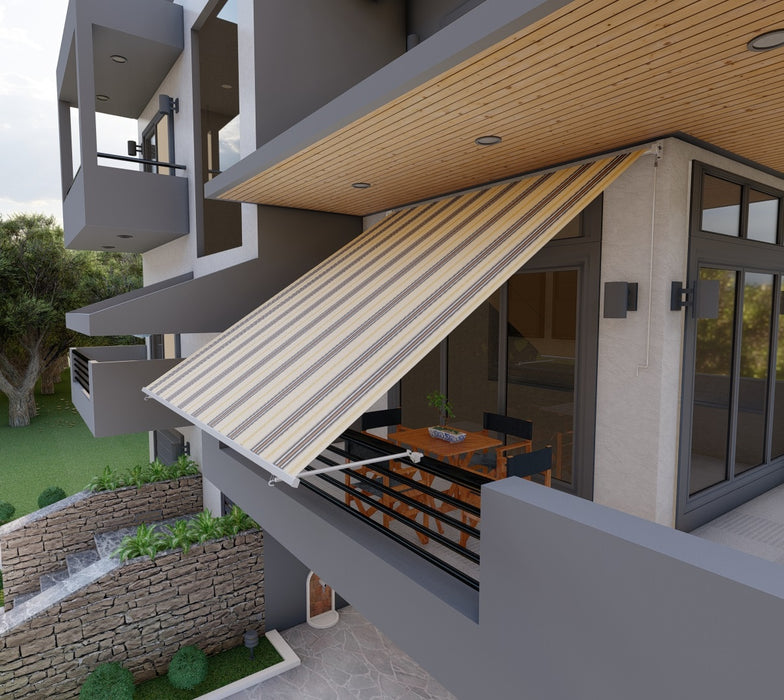 Tenda Da Sole A Caduta 3mt X 2,50mt Con Bracci Regolabili - Beige Rigato