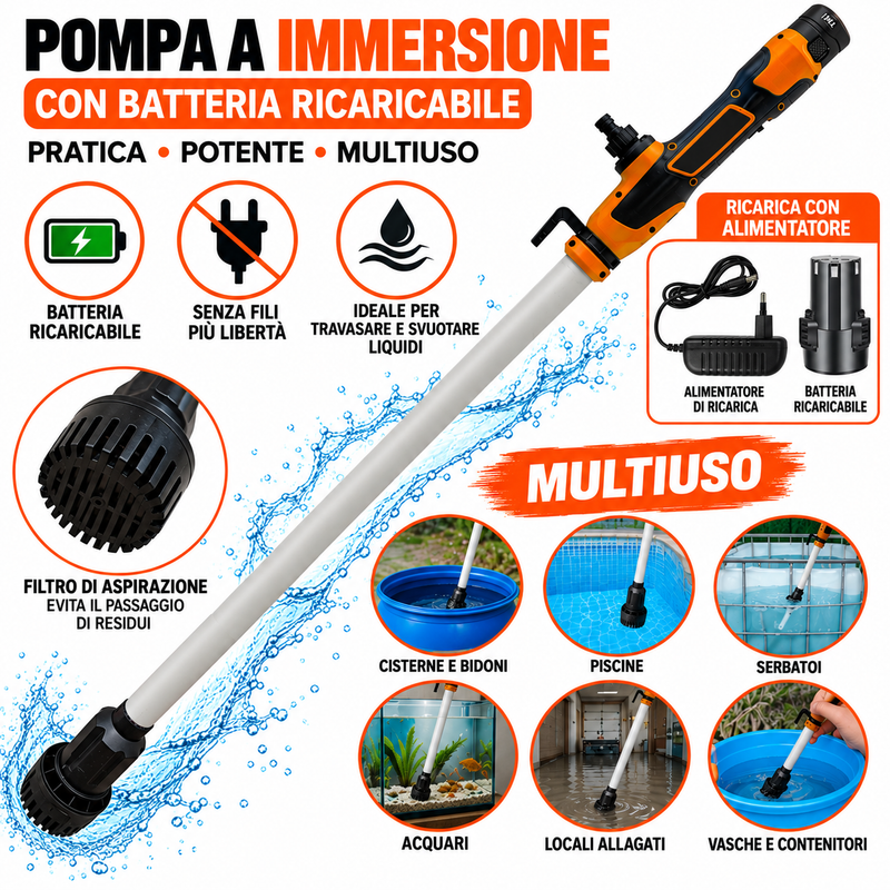 Pompa a Immersione con Batteria Ricaricabile 12V – 2,0Ah-2