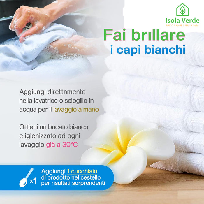 Set 3 Flaconi Percarbonato Di Sodio Naturale: Sbiancante Smacchiante Igienizzante 1kg