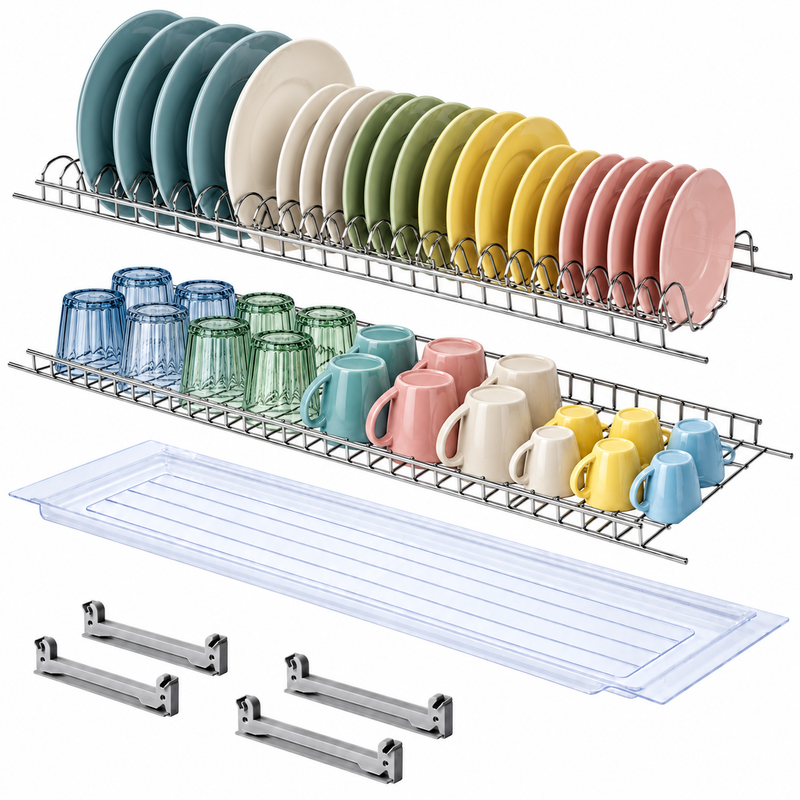 Kit Scolapiatti completo con Raccogligocce da Cucina per Piatti e Stoviglie-1