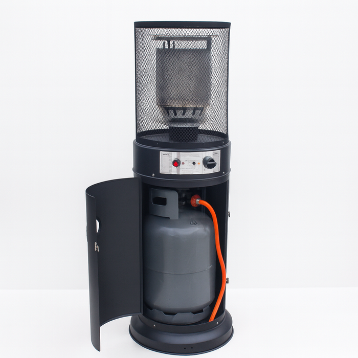 SOLEILUX Stufa Patio a Gas da Esterno, Riscaldatore Gpl Portatile con Ruote, Bruciatore Riscaldante Arredo, per Terrazzo Patio Giardino Locali Ristoranti Bar, In Acciaio Potenza 13 Kw - NERO