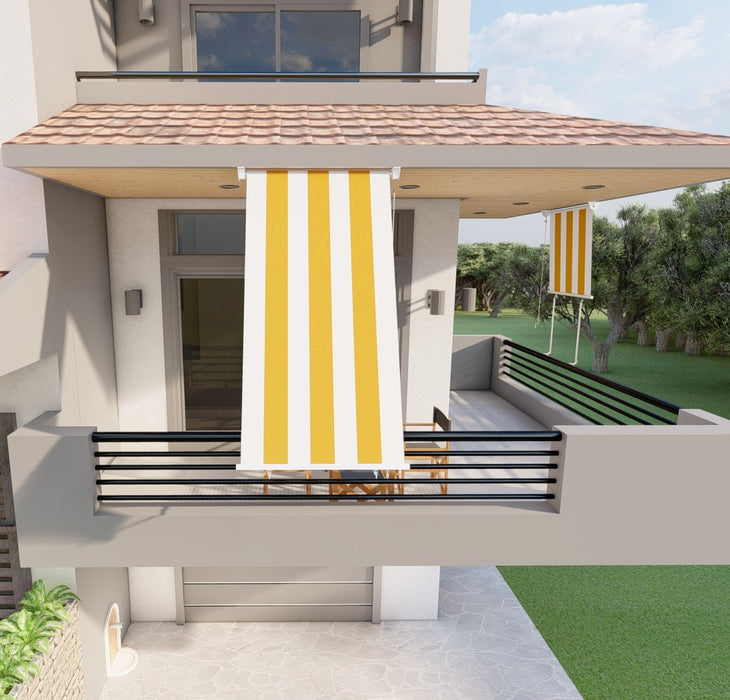Tenda Da Sole A Caduta 1 Mt X 2,50 Mt Con Bracci Regolabili – Giallo/Bianco
