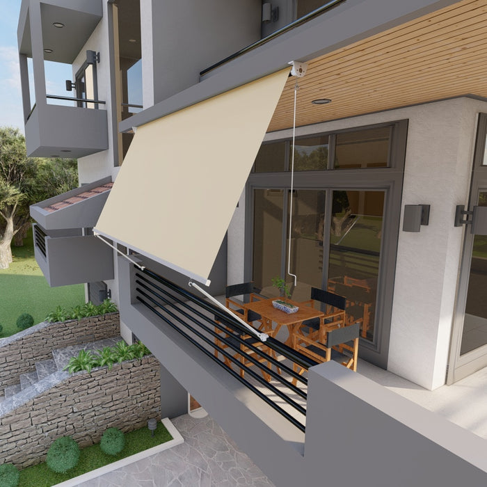 Tenda Da Sole A Caduta 3mt X 2,50mt Con Bracci Regolabili - Beige Tinta Unita