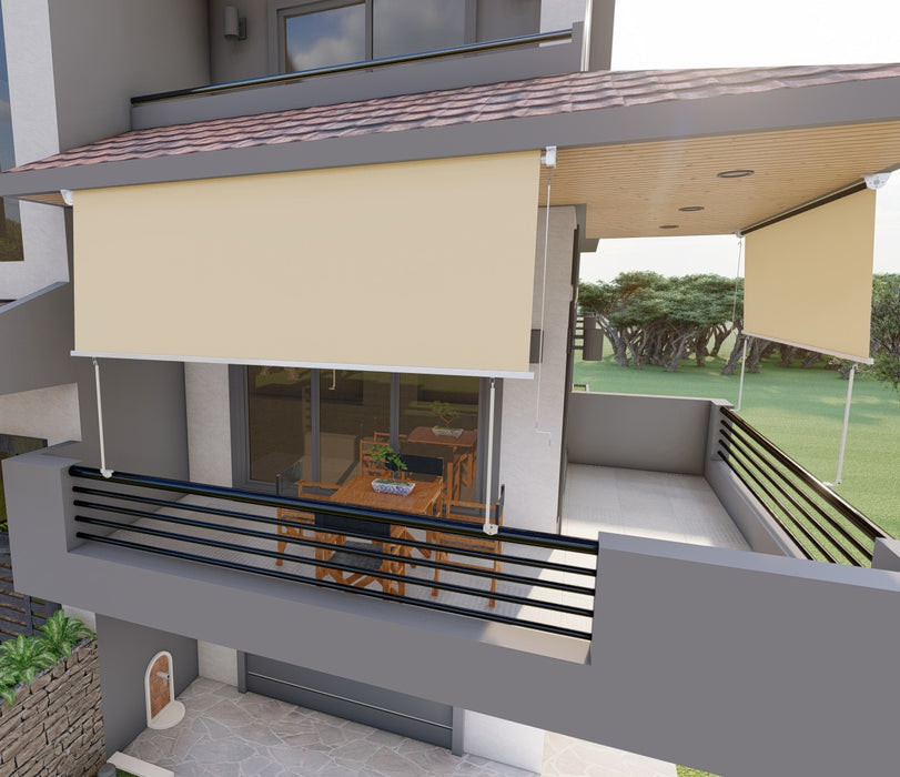 Tenda Da Sole A Caduta 3mt X 2,50mt Con Bracci Regolabili - Beige Tinta Unita