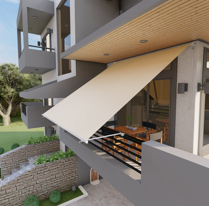 Tenda Da Sole A Caduta 3mt X 2,50mt Con Bracci Regolabili - Beige Tinta Unita