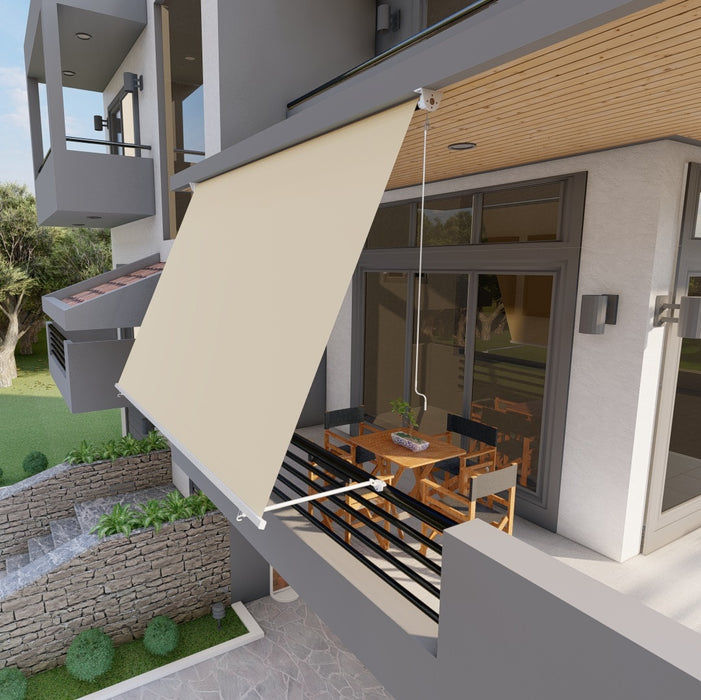 Tenda Da Sole A Caduta 3mt X 2,50mt Con Bracci Regolabili - Beige Tinta Unita