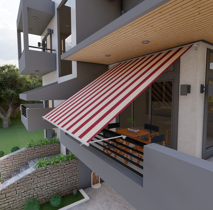 Tenda Da Sole A Caduta 3mt X 2,50mt Con Bracci Regolabili - Panna/Bordeaux