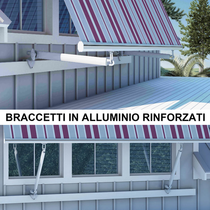 Tenda Da Sole A Caduta Con Bracci Regolabili - Grigio E Verde - Disponibile In 3 Misure