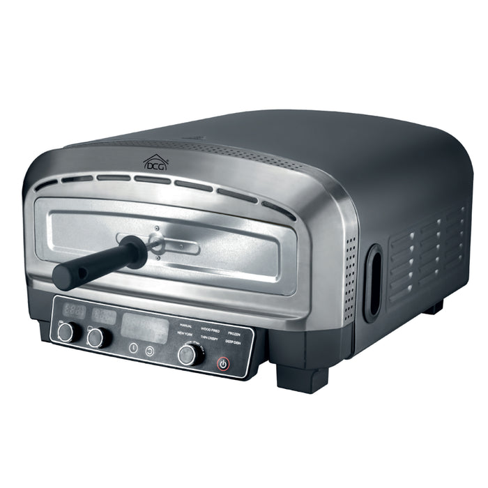 dcg forno pizza xxl professionale cuoce in 2 minuti scalda fino a 450 piano cottura in pietra refrattaria da 37x37 cm rimovibile 2200w ean 8052780965873