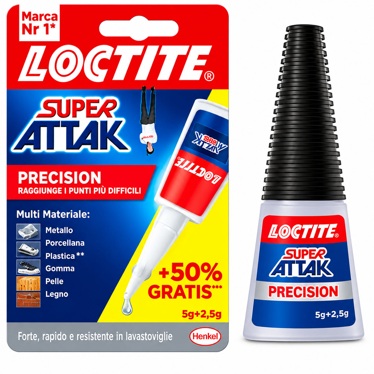 Loctite Super Attak Precision Colla Istantanea 5g+2,5g Adesivo Forte Multi Materiale-1