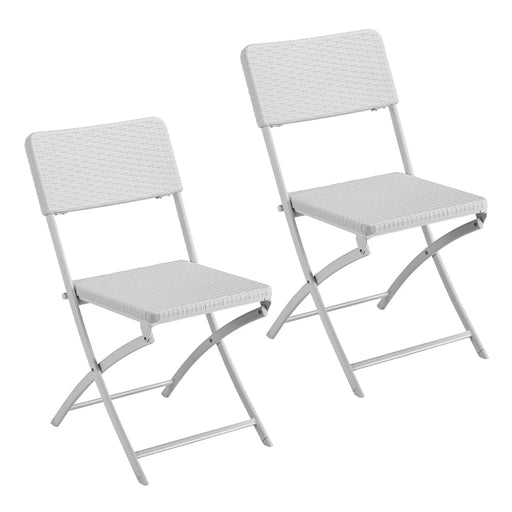 dreamwell set 2 sedie pieghevoli in polyrattan bianco da esterno salvaspazio giardino bianco ean 8054143039924