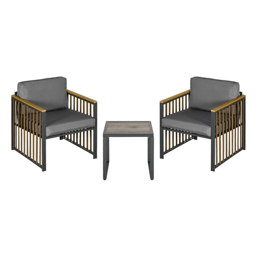 generico set da giardino 3 pezzi in rattan e acciaio con 2 sedie 66x68x68 cm e tavolino da caffe 45 cm