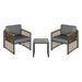 generico set da giardino 3 pezzi in rattan e acciaio con 2 sedie 66x68x68 cm e tavolino da caffe 45 cm
