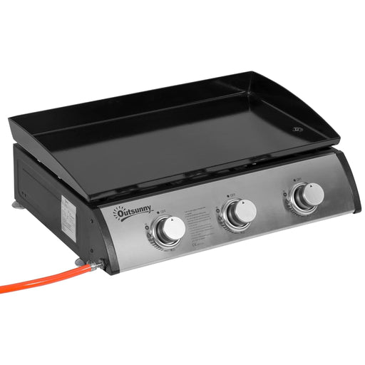 green island piastra barbecue a gas in acciaio smaltato con 3 bruciatori potenza 7 5 kw 3 zone di cottura e coperchio