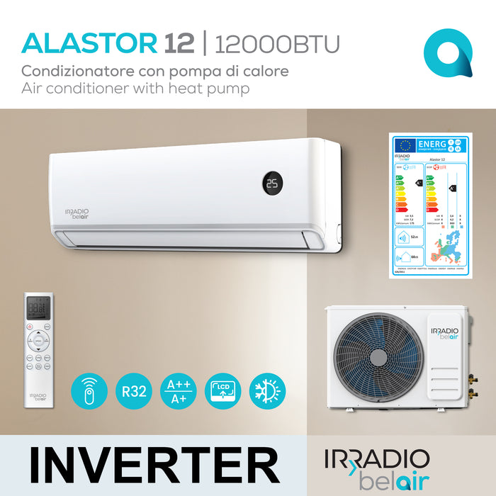 melchioni climatizzatore inverter 12000 btu irradio belair kit alastor 12 a r32 ean 8006012376869