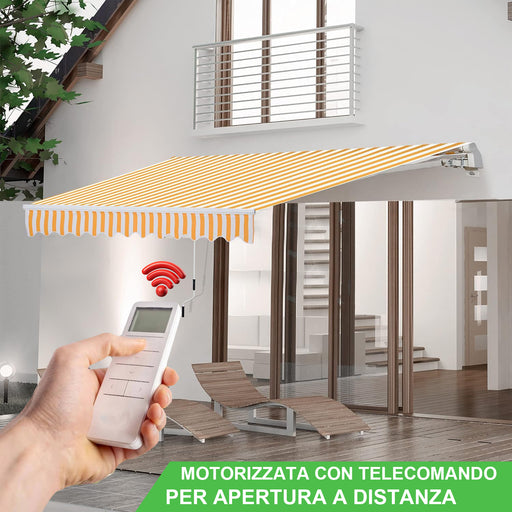 solarius tenda da sole avvolgibile a bracci motorizzata elettrica disponibile in 2 misure giallabianca ean 8050055059937