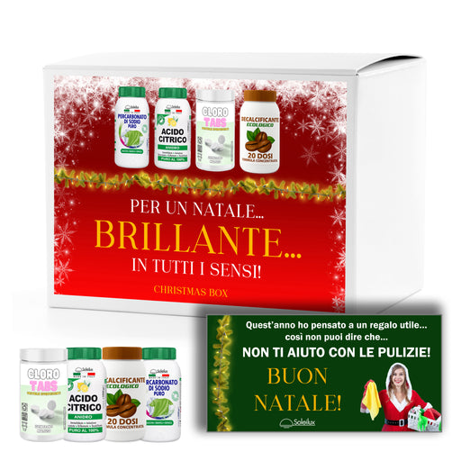 soleilux christmas box pulizie 4 kg acido citrico percarbonato di sodio candeggina effervescente e decalcificante per macchine da caffe granulare idea regalo natale con biglietto di auguri ean 8058753798059