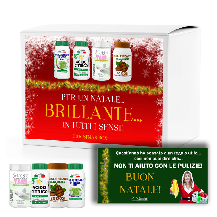 soleilux christmas box pulizie 4 kg acido citrico percarbonato di sodio candeggina effervescente e decalcificante per macchine da caffe granulare idea regalo natale con biglietto di auguri ean 8058753798059