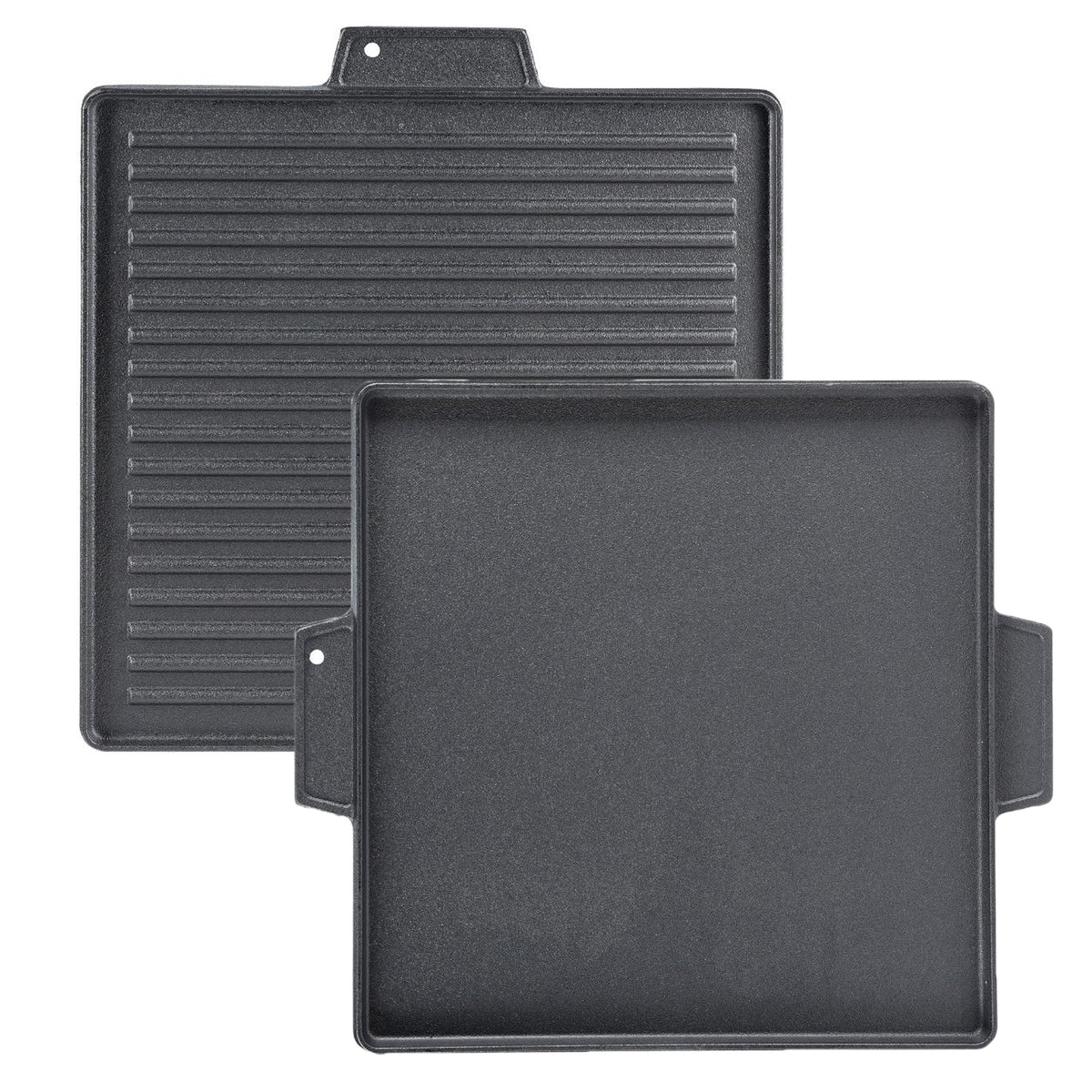 soleilux griglia bistecchiera 2 in 1 quadrata in ghisa universale antiaderente 40x40 cm liscia e rigata con 2 manici ean 8058753792224
