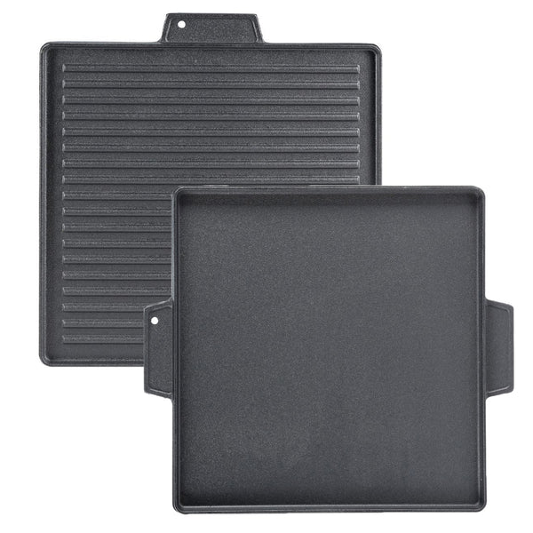 soleilux griglia bistecchiera 2 in 1 quadrata in ghisa universale antiaderente 40x40 cm liscia e rigata con 2 manici ean 8058753792224