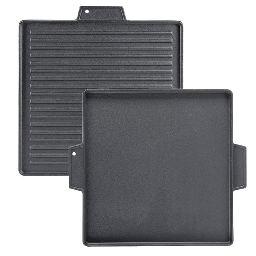 soleilux griglia bistecchiera 2 in 1 quadrata in ghisa universale antiaderente 40x40 cm liscia e rigata con 2 manici ean 8058753792224